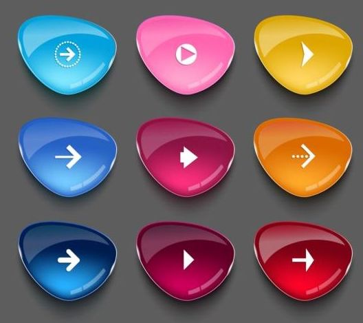 528x469 Glass Buttons Vector Set Free Download