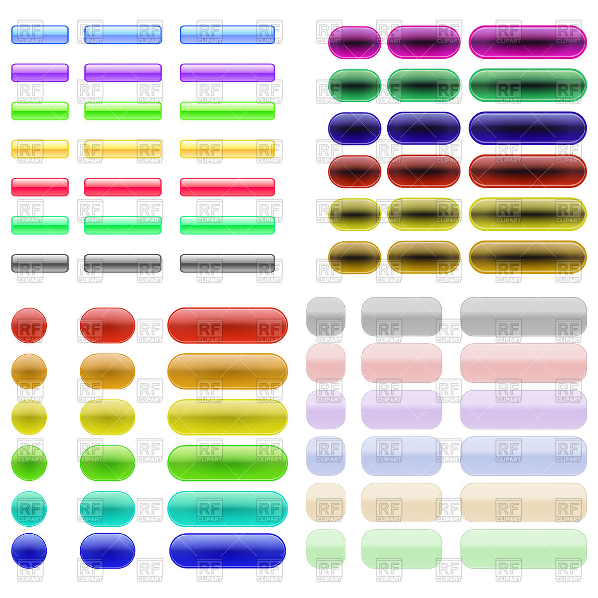 1200x1200 Set Of Colorful Glass Buttons Vector Image Of Design Elements