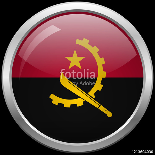 500x500 Angolan Flag Glass Button Vector Illustration Stock Image