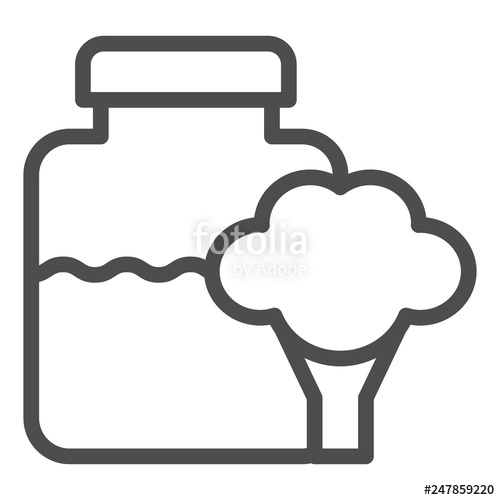 500x500 Glass Jar Baby Food Line Icon Broccoli In Jar Vector Illustration
