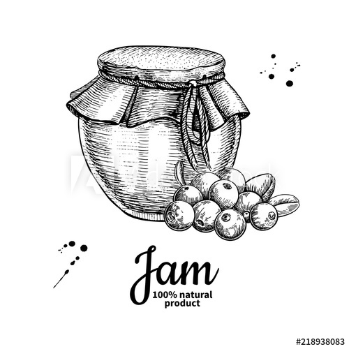 500x500 Cranberry Jam Glass Jar Vector Drawing Fruit Jelly And Marmala