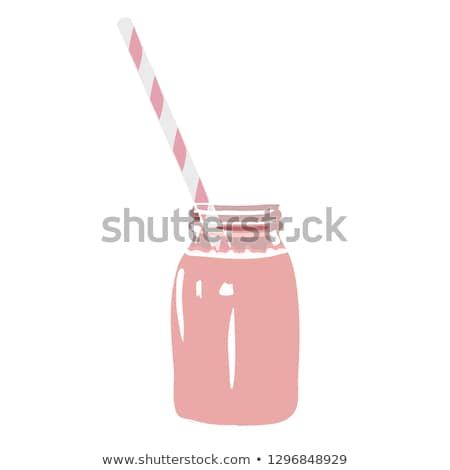 450x470 Strawberry Milkshake In Mason Jar Vector Illustration