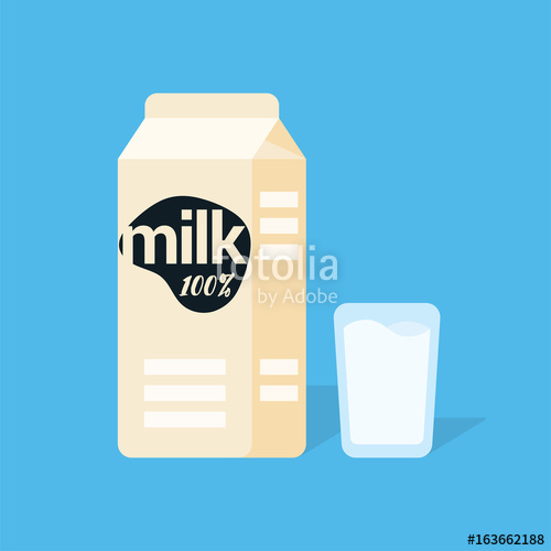 500x500 Milk Carton Box And Glass With Milk Vector Icon Stock Image