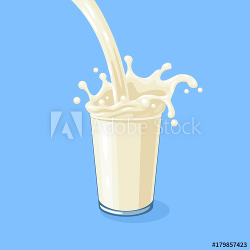 500x500 White Milky Flow And Splash In Full Glass Of Milk Vector Cartoon