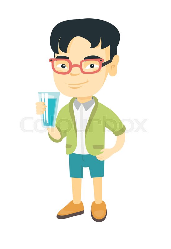 550x800 Little Asian Boy Holding A Glass Of Stock Vector Colourbox