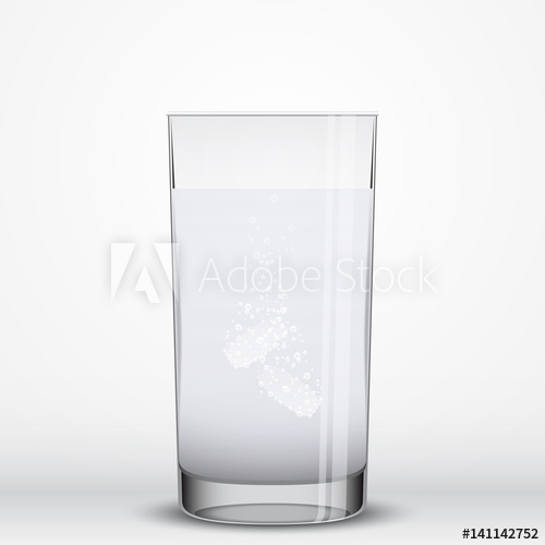 500x500 Effervescent Pills In A Glass Of Water, Vector Illustration