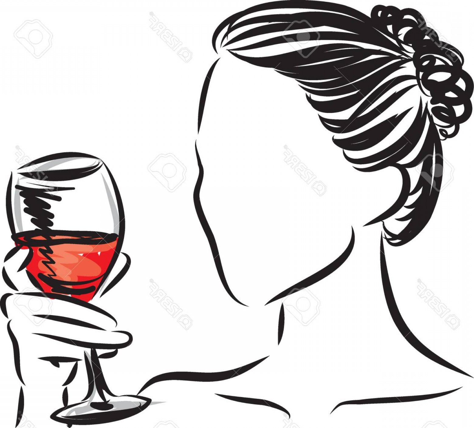 1560x1410 Photostock Vector Woman With Glass Of Wine Vector Illustration