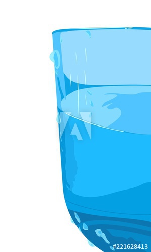 300x500 Realistic Glass Of Water Close Up View Crystal Clear Blue Water