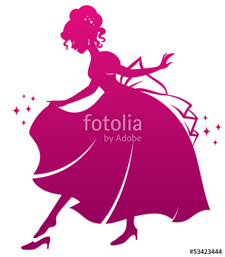 438x500 Silhouette Of Cinderella Wearing Her Glass Slipper Stock Image