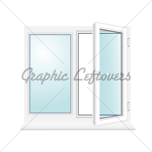 500x500 Open Plastic Glass Window Vector Illustration Gl Stock Images