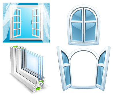 400x332 Aluminum Glass Windows Vector Material