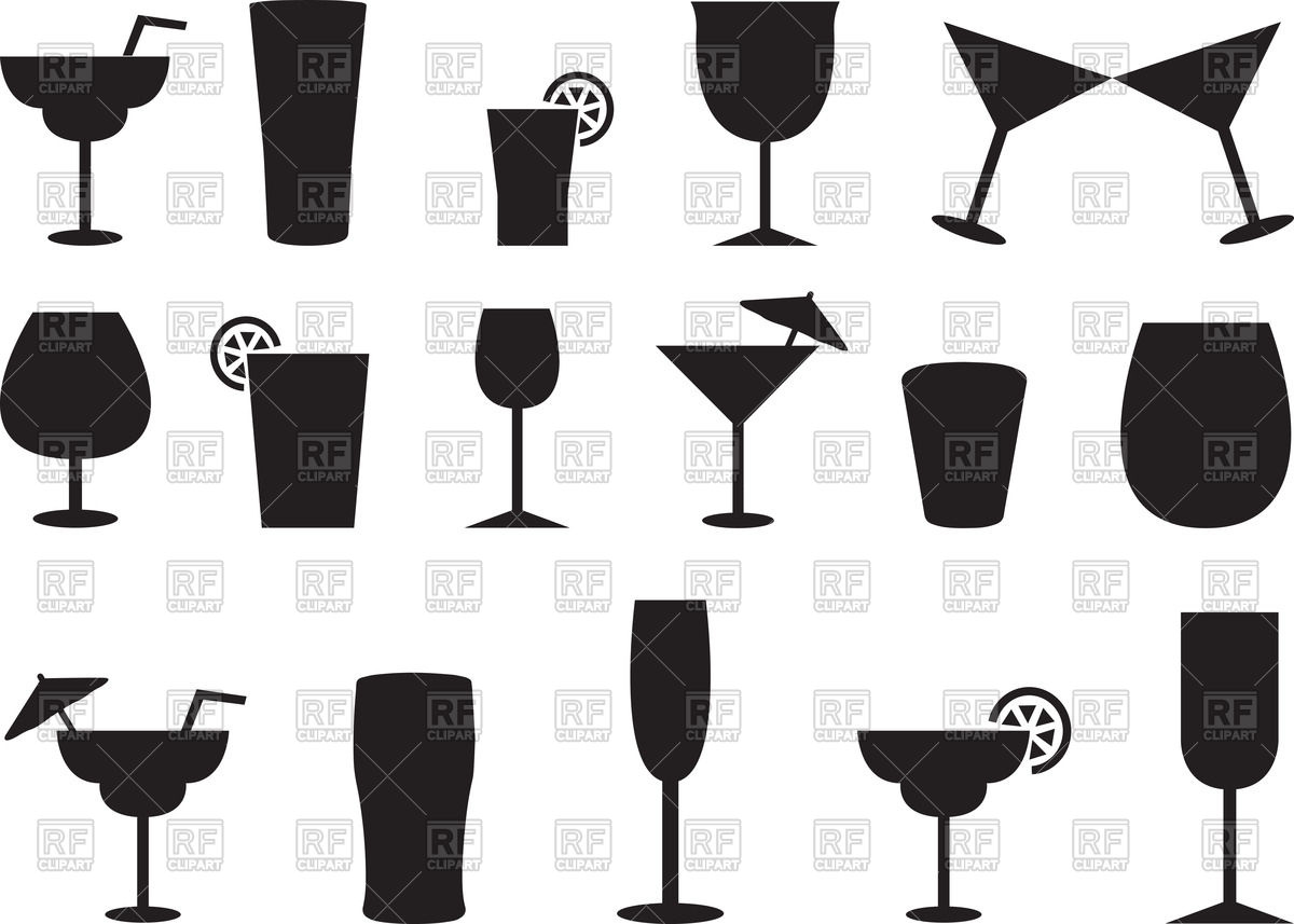 1200x857 Silhouettes Of Juice And Cocktail Glasses Vector Image Of Borders