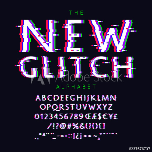 New Glitch Vector Font And Alphabet With Numbers, Signs 500x500 New Glitch Vector Font And Alphabet With Numbers, Signs