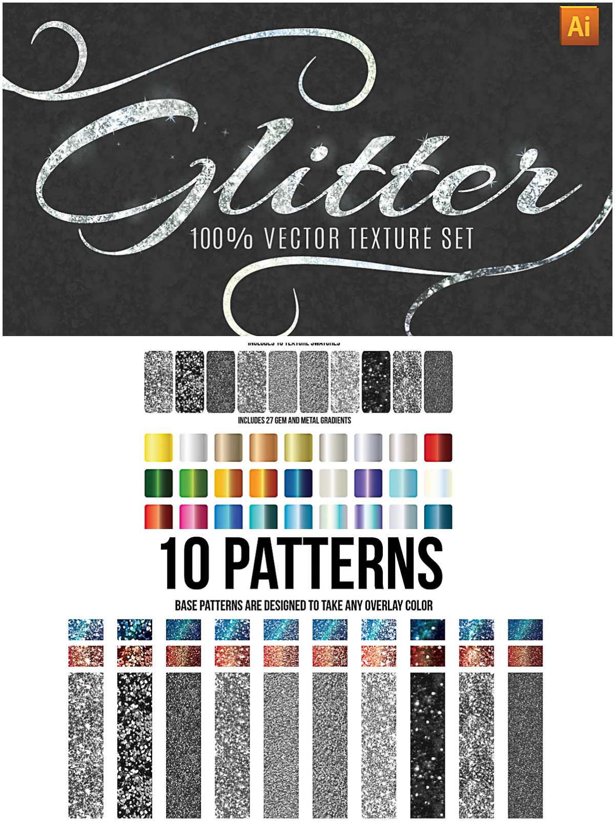 1200x1600 Glitter Texture And Patterns Vector Set Free Download