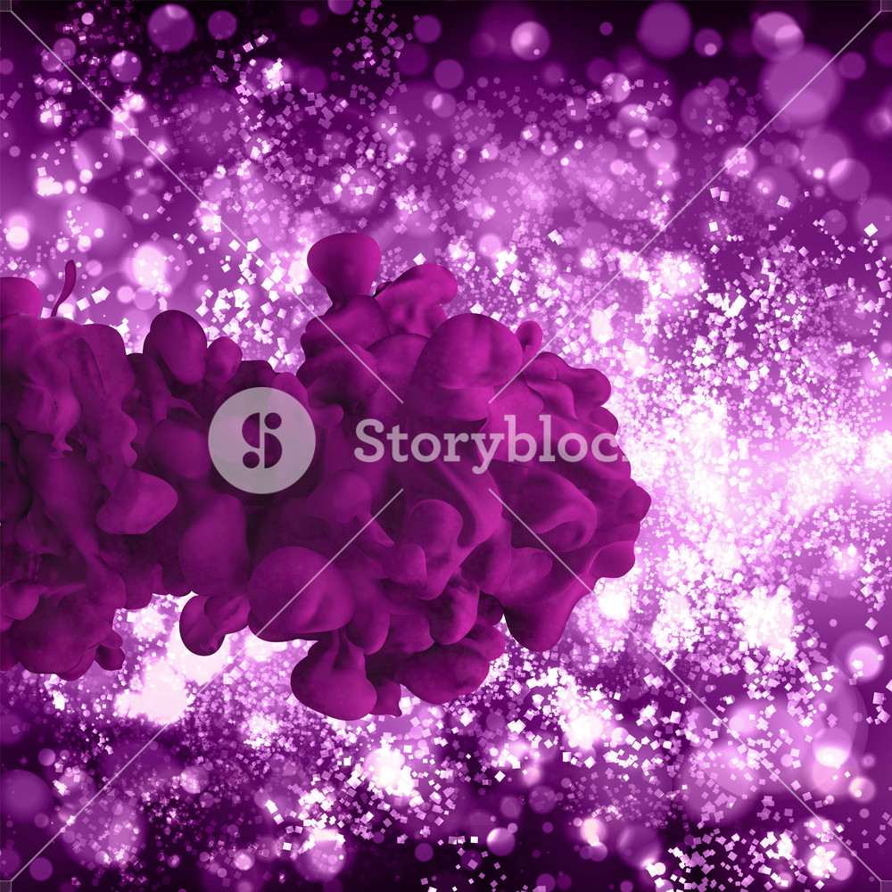 1000x1000 Ink Cloud On Blur Pink Background With Shine And Glitter Vector