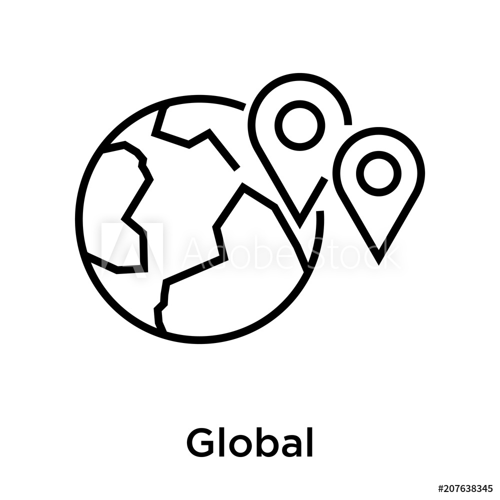 1000x1000 Global Icon Vector Sign And Symbol Isolated On White Background