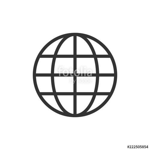500x500 Global Icon Vector Illustration, Flat Design Stock Image