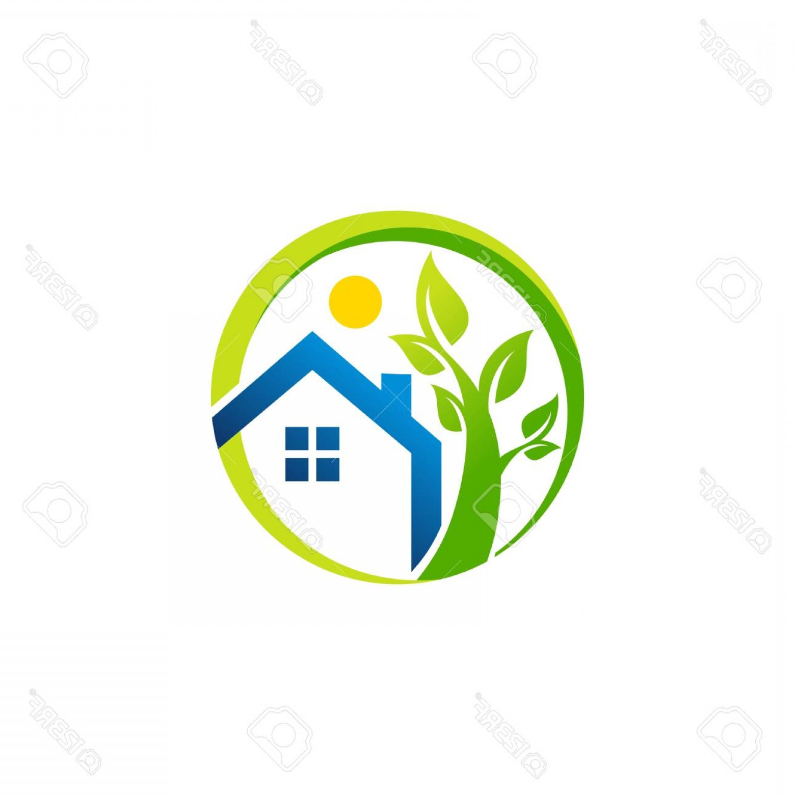 1560x1560 Photostock Vector Circle Home Blue House Logo Global Real Estate