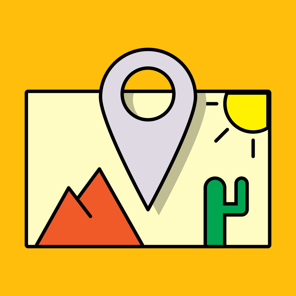 1000x1000 Travel Pin Location On A Global Map Flat Icon Vector
