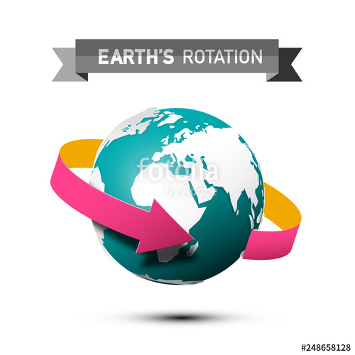 500x500 Earth's Rotation Symbol With Arrow On Globe Vector Planet Earth