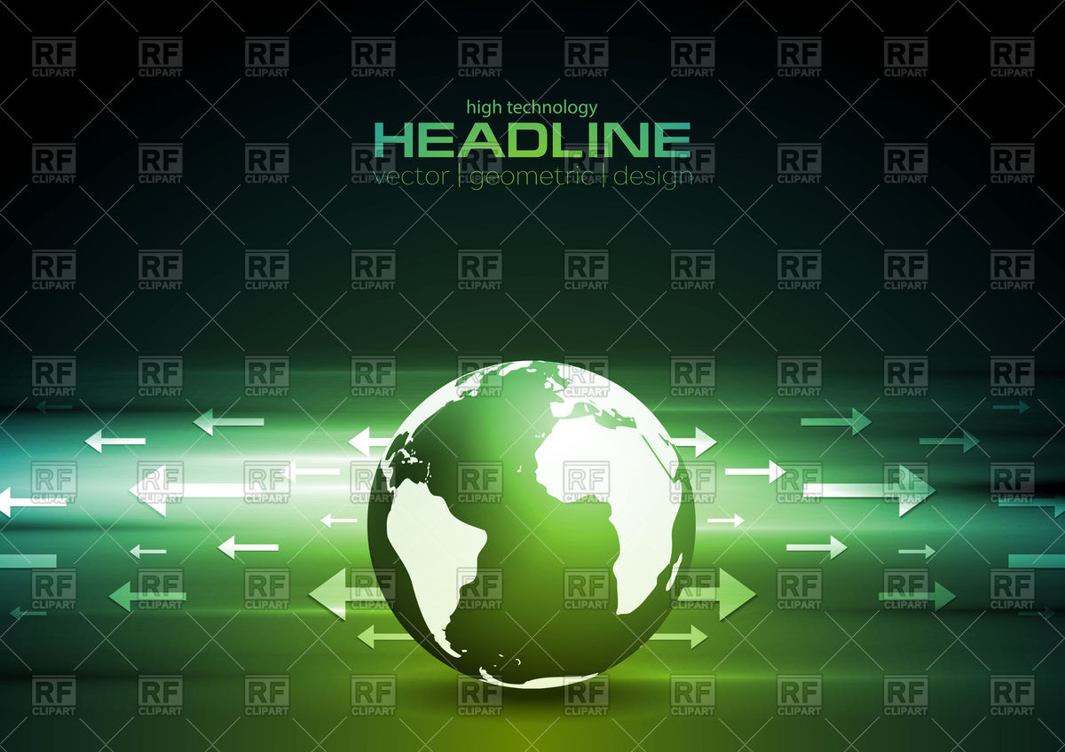 1200x848 Dark Green Technology Background With Globe And Arrows Vector