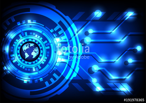 500x354 Abstract Technology Blue World Globe With Digital Circuit Line