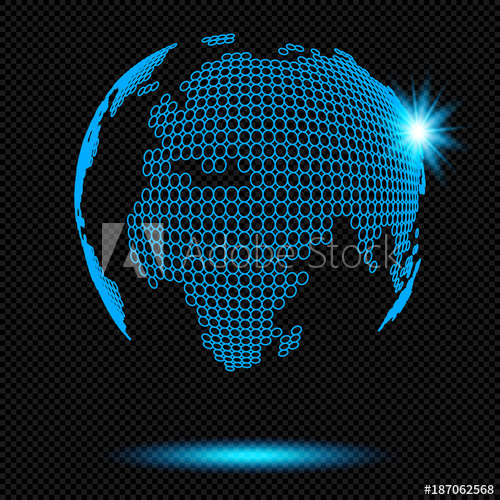 500x500 Blue Shining Globe Logo Sign With Sunrise On Transparent