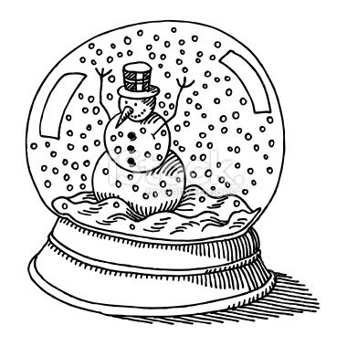 380x379 Hand Drawn Vector Drawing Of A Snow Globe With A Little Snowman