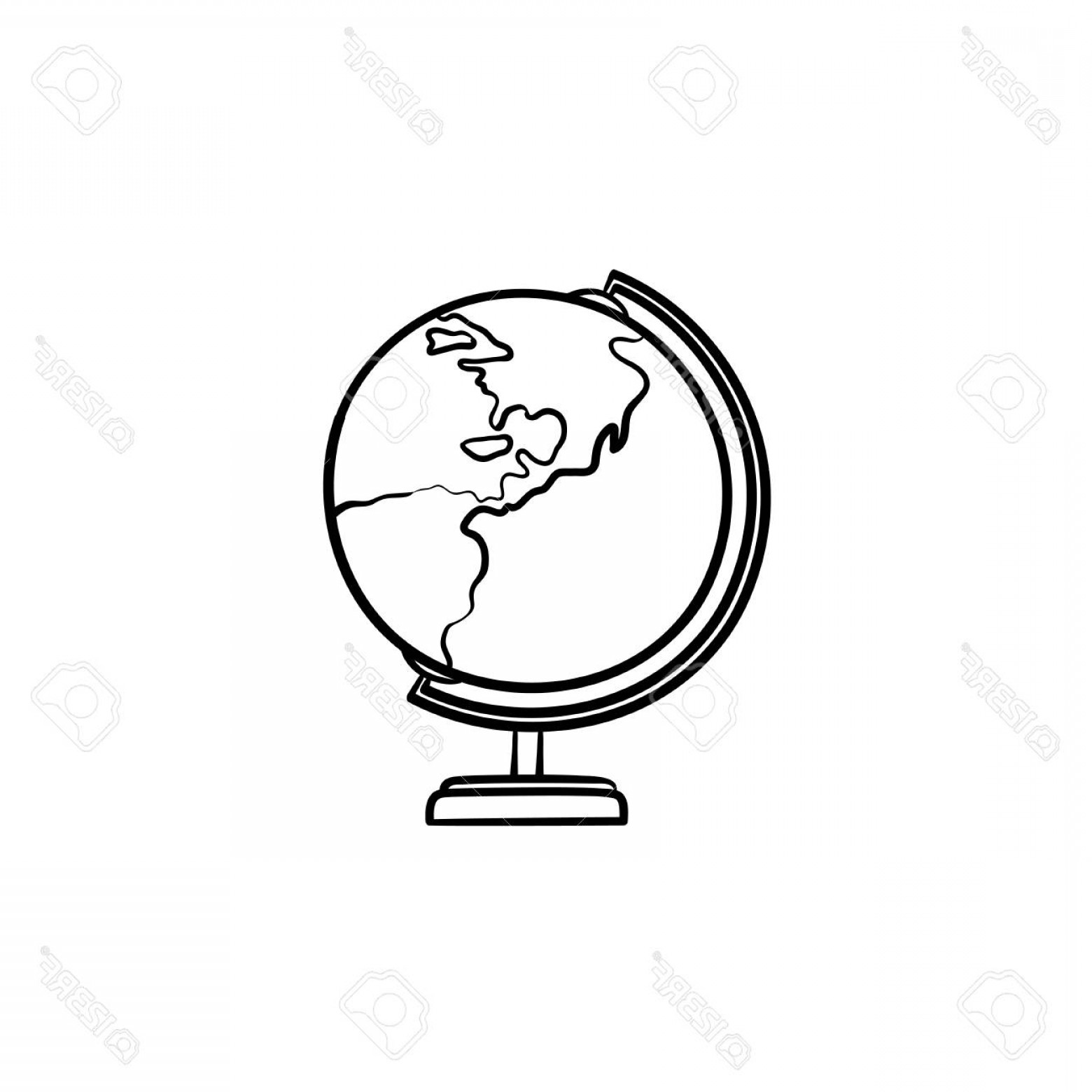 1560x1560 Photostock Vector World Globe Hand Drawn Outline Doodle Icon