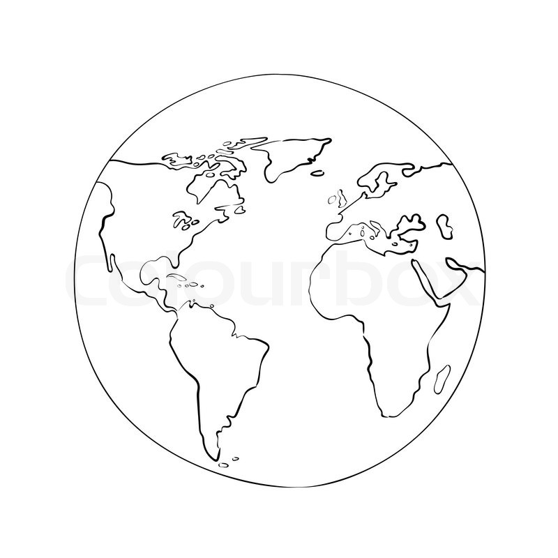 800x800 Sketch Globe World Map Black On White Stock Vector Colourbox