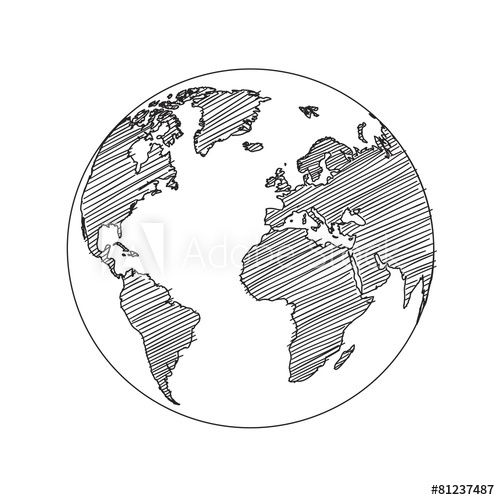 500x500 World Map Globe Sketch Vector Sketch Lean Tatuaje Mapamundi