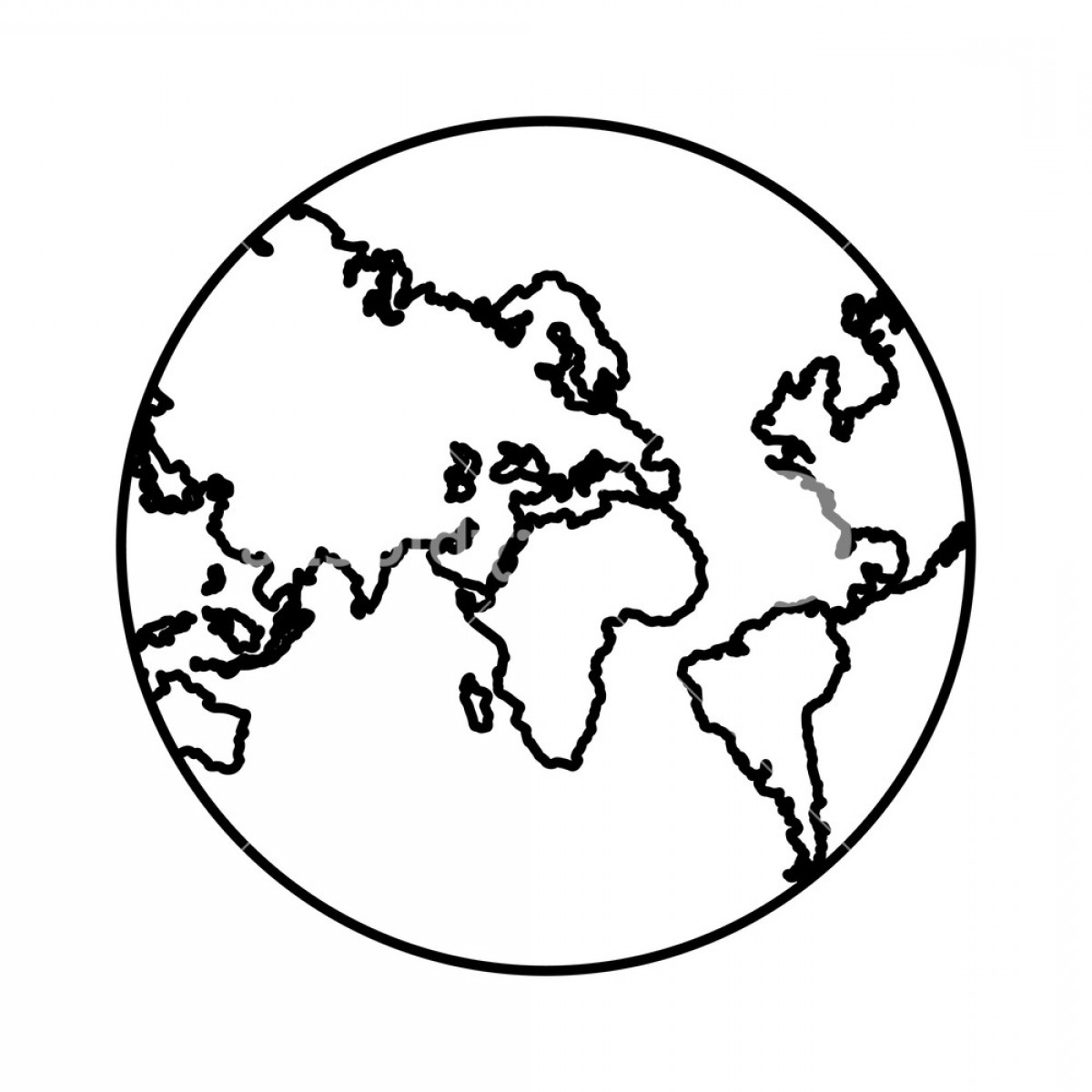1200x1200 Earth Globe Map Drawing In White Background Vector Illustration