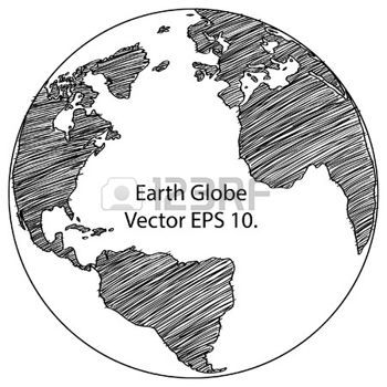 350x350 World Map Outline World Map Earth Globe Vector Line Sketched Up