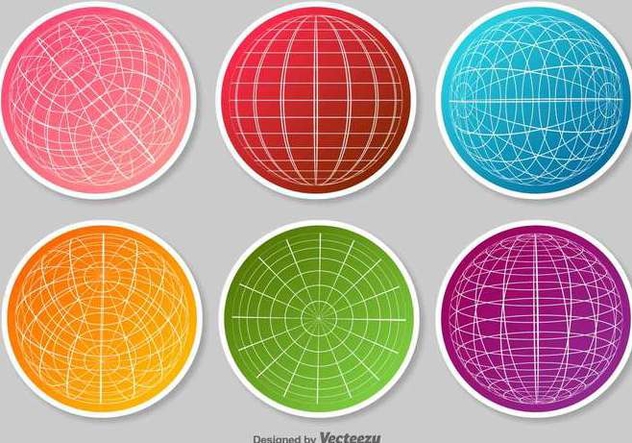 632x443 Set Of Globe Grid Vector Stickers Free Vector Download