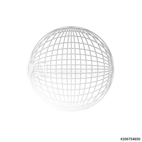 500x500 Wireframe Spheres Earth Planet Globe Grid Of Meridians