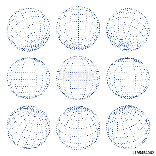 500x500 Set Of Spheres Globe Earth Grid From Different Sides