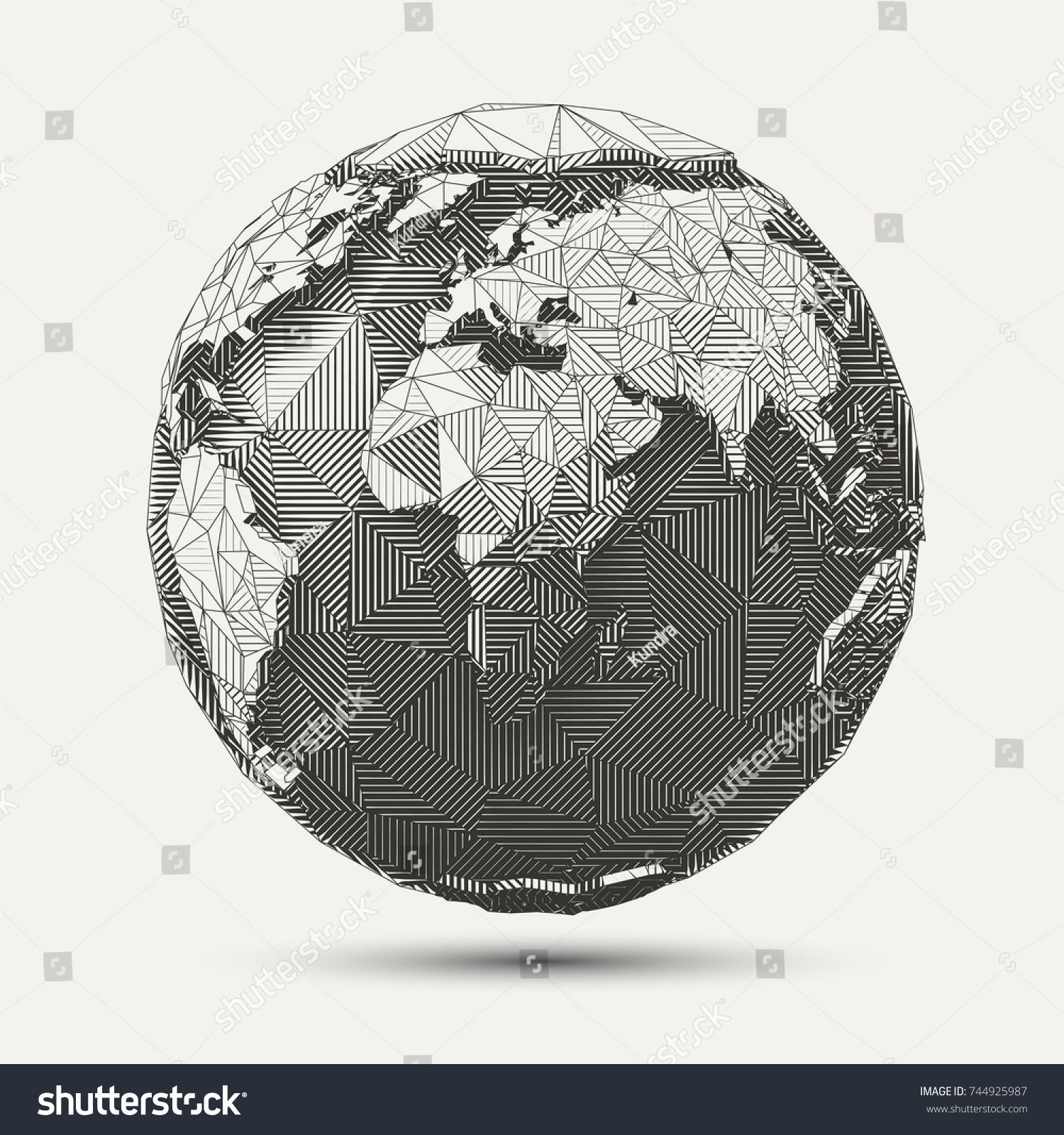 1500x1600 Vector Geometric Line Art Earth Globe Illustration Black