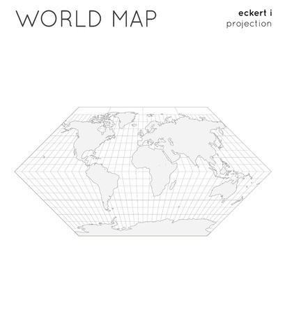 409x450 World Map Globe In Eckert I Projection, With Graticule Lines