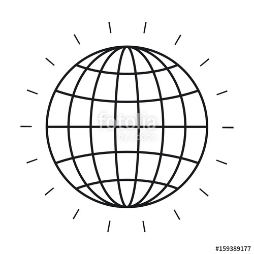500x500 Silhouette Front View Globe Earth World Chart With Lines Vector