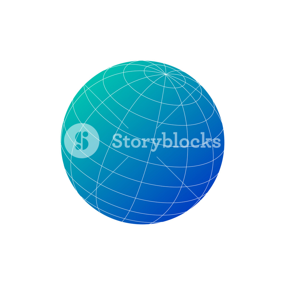 1000x1000 Blue World Globe Icon With Lines Vector Illustration Isolated