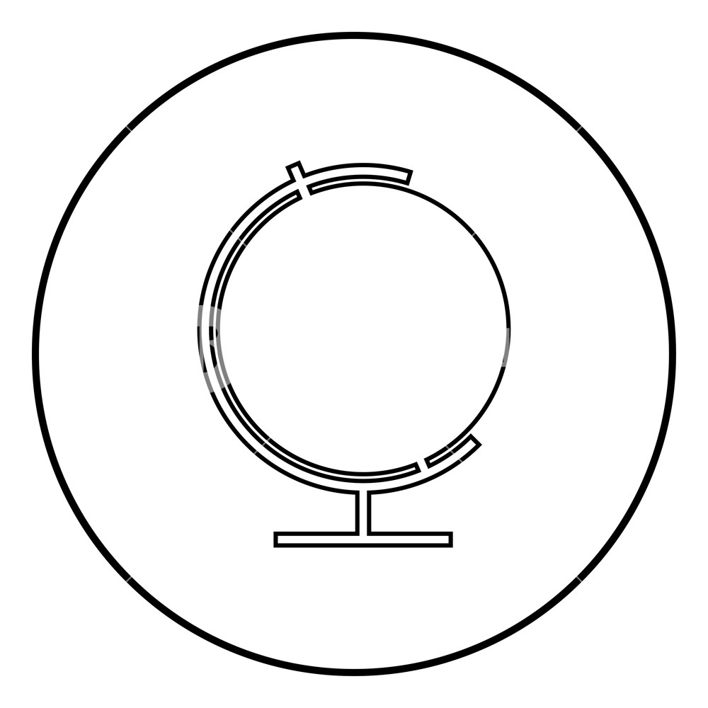 1000x1000 Globe Icon Outline In Circle Black Color Vector Illustration