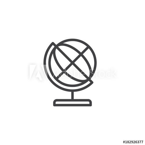500x500 Globe Line Icon, Outline Vector Sign, Linear Style Pictogram