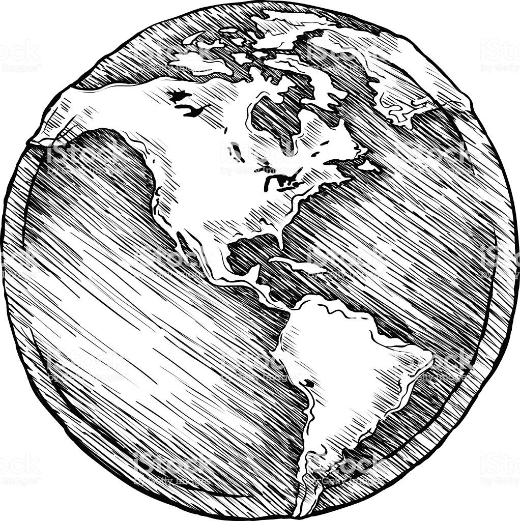 1022x1024 Globe Outline Drawing Vector Illustration Of Sketchy On White