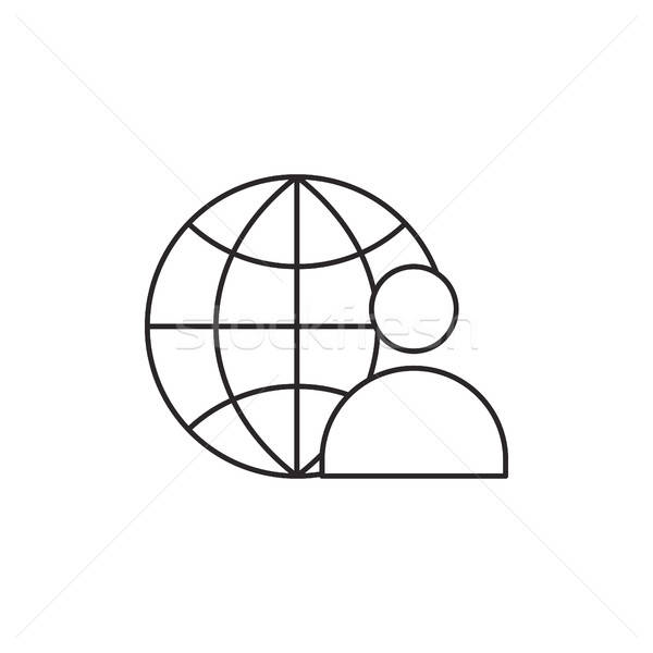 600x600 Outline Globe Icon Isolated On White Background Vector