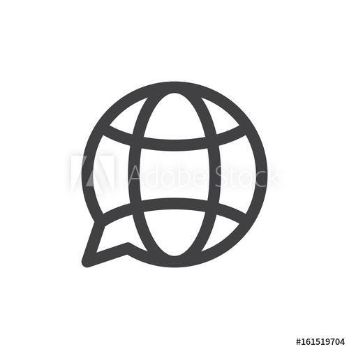 500x500 Translation Globe Line Icon, Outline Vector Sign, Linear Style