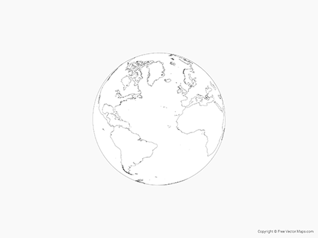 460x345 Vector Map Of Globe Of Atlantic Ocean