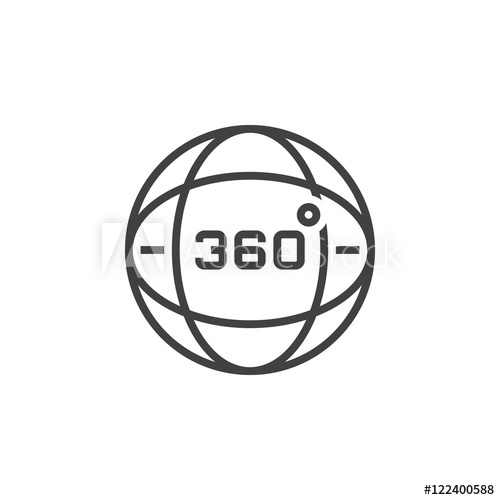 500x500 C Sign, Globe Line Icon, Outline Vector Logo Illustration, Linear