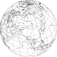 200x200 Editable Globe Map Asia Centered