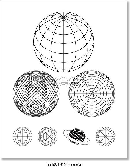 450x580 Free Art Print Of Globe Outline Design Of Globe Outline, Vector