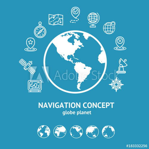 Location And Navigation Concept And Globe Silhouette Vector 499x500 Location And Navigation Concept And Globe Silhouette Vector
